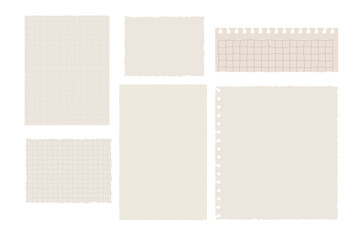 Scrapbook papers. Blank notebook torn pages vector illustration.