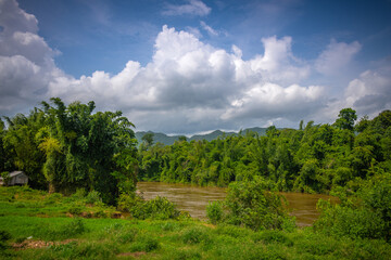 Serene Kwai River Landscape in Kanchanaburi, Thailand