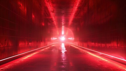 Radial red light through the tunnel glowing in the darkness for print designs templates, Advertising materials, Email Newsletters