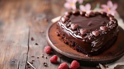 chocolate cake on a wooden table