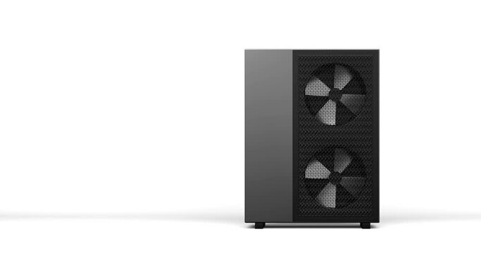 rotating fan of a heat pump energy as a heater and alternative energy - 3D Animation 4k 60 fps DCI seamless loop