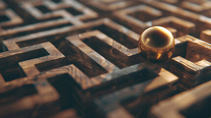 Wooden labyrinth, maze. 