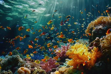 Fototapeta na wymiar A Coral Reef Bursting with Life