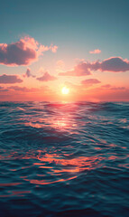 Obraz premium Ocean horizon filled with a serene sunset panorama