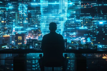 Digital Security Concept with Glowing Binary Code