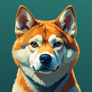 Cute American akita dog portrait vector