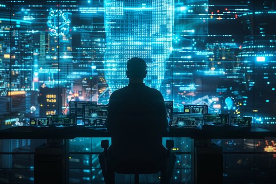 Digital Security Concept with Glowing Binary Code