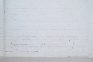 Abstract white brick wall texture for pattern background. Wide panorama picture. High quality photo
