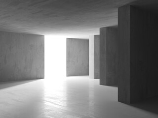 Abstract empty concrete interior. Minimalistic dark room design template