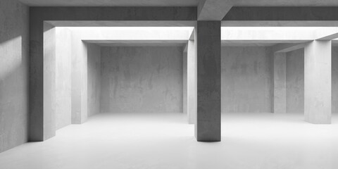 Abstract empty concrete interior. Minimalistic dark room design template