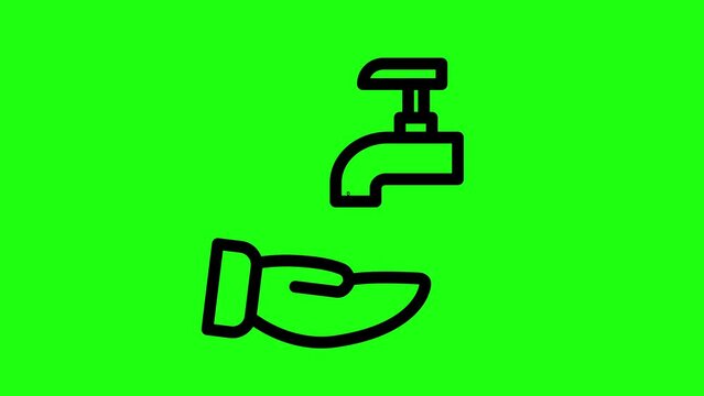 Water tap line green screen video, Water tap icon video, Water tap symbol, Water tap video