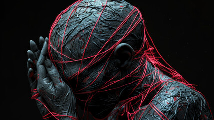 conceptual horror poster design. Man facing