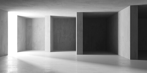 Grungy room with concrete walls. Old stone interior