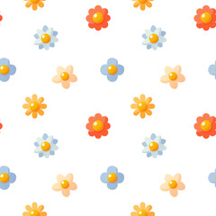 Seamless floral pattern. Beautiful seamless background of summer, spring flowering plants. Cute little colorful flowers. Vector seamless background for cards, textile posters, gift wrapping