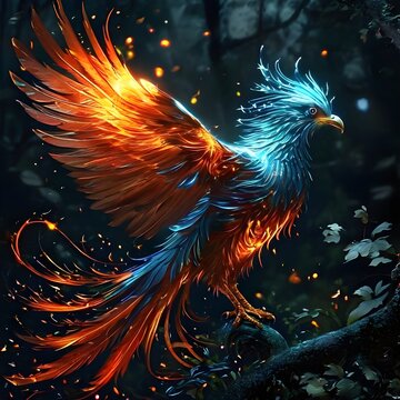 Black background with phoenix