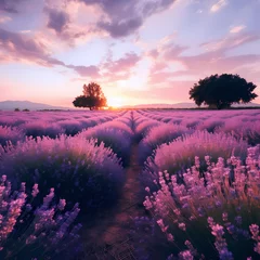 Gordijnen A field of lavender in full bloom.  © Cao