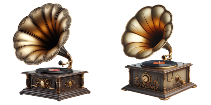 Old-fashioned gramophone speaker isolated on white background