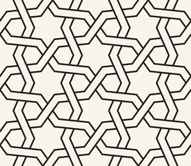 Vector seamless pattern. Repeating geometric elements. Stylish monochrome background design.