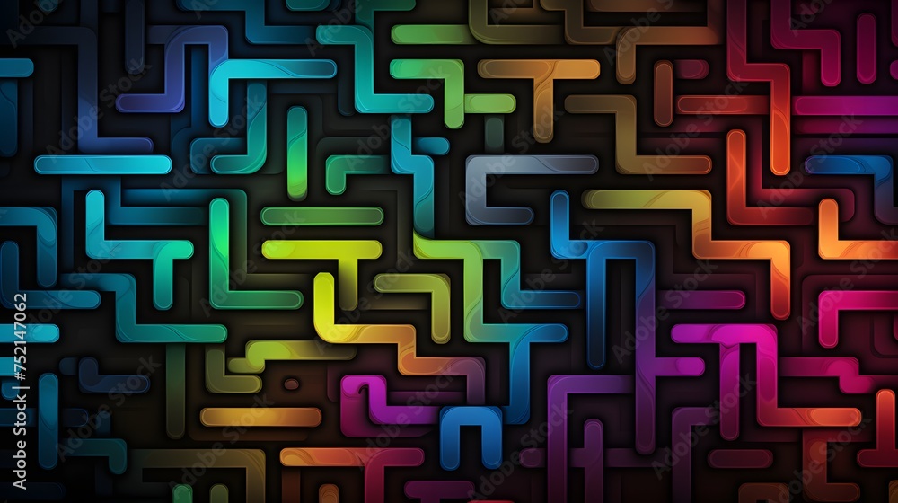 Poster colorful interlocking 3d maze pattern