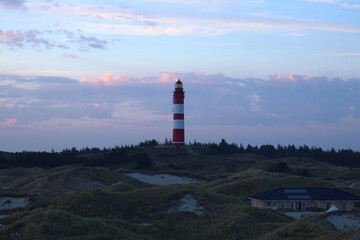 Amrumer Leuchtturm im Sonnenuntergang, Nordseeinsel