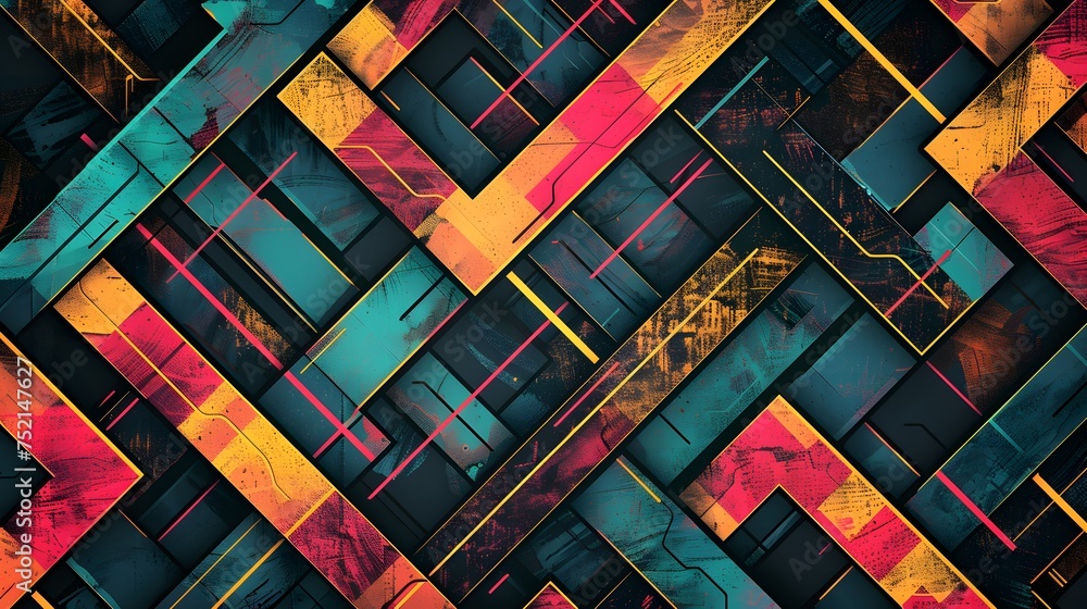 Aufkleber abstract geometric color block pattern