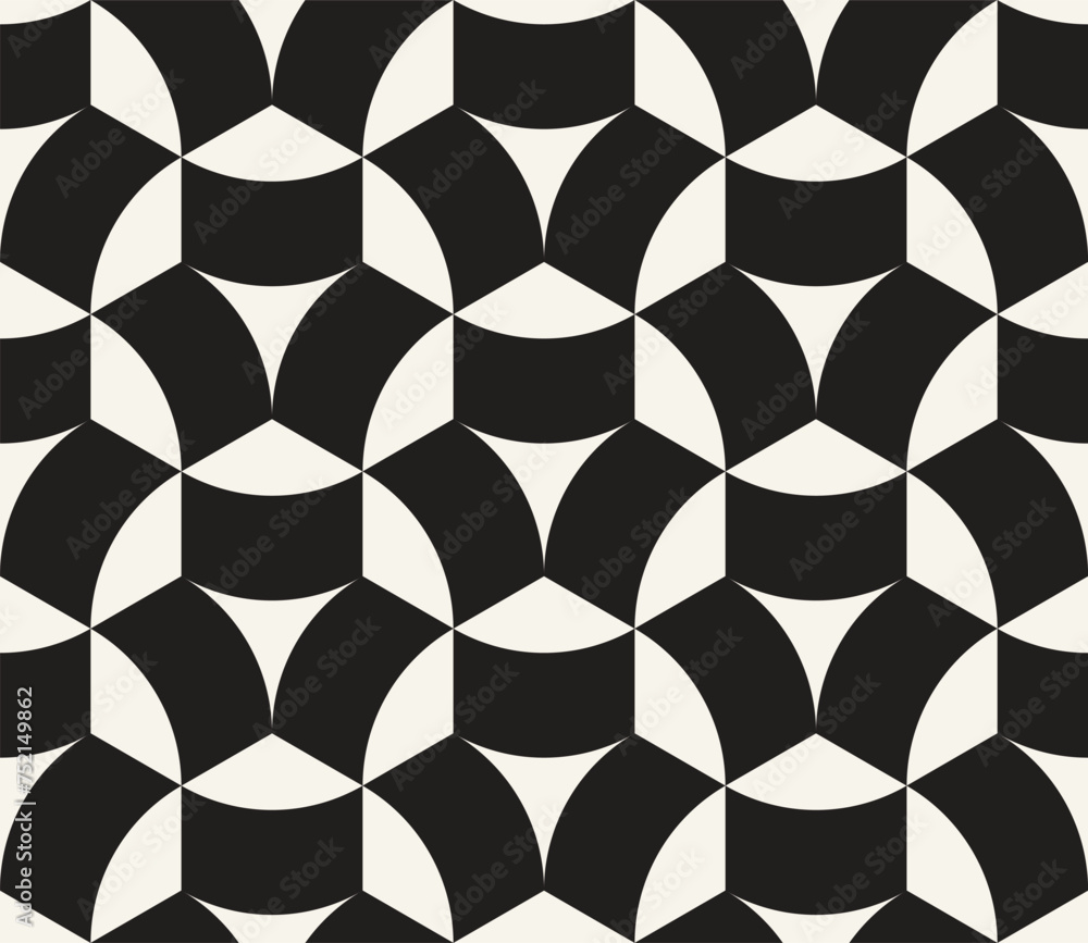 Wall mural vector seamless pattern. repeating geometric elements. stylish monochrome background design.