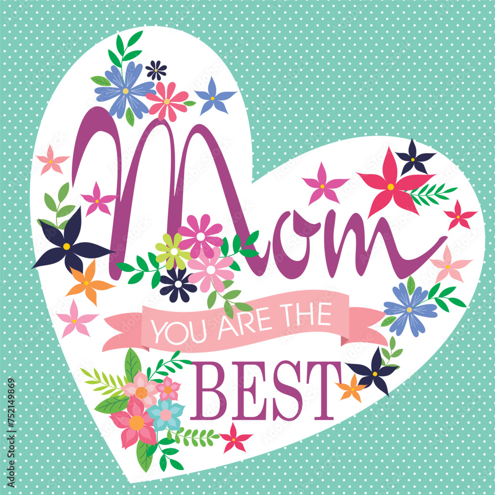 Canvas Prints happy mother's day card design with text heart and flowers