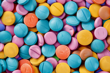Fototapeta na wymiar Heap of the colorful pills. medical background