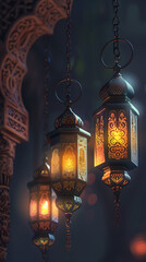 Illuminated Arabic Ramadan lanterns