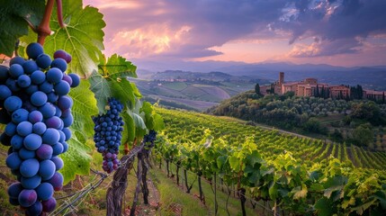 Ripe Wine Grapes in Tuscany vines Italy