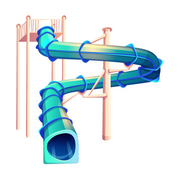 recommend clip art: Serpentine tunnel waterslide color vector icon. Spiral shaped slide for aquapark guests amusement illustration isolated on white background