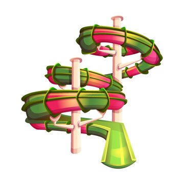 recommend clip art: Serpentine tunnel waterslide color vector icon. Spiral shaped slide for aquapark guests amusement illustration isolated on white background