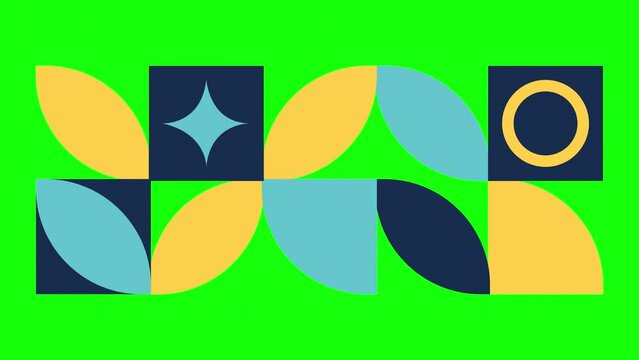 Abstract Bauhaus Shapes on Green screen background
