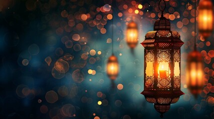 modern beautiful minimalistic Eid ul fitr ramadan Mubarak Islamic lantern celebration background - obrazy, fototapety, plakaty