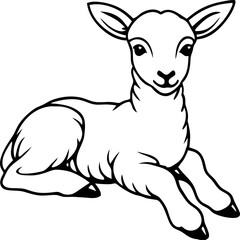 Osterlamm liegend - Ausmalbild für Kinder zu Ostern