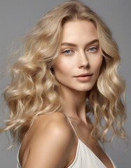 Fototapeta premium beautiful blonde woman with wavy medium-long hair