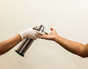 Dermatologists use liquid nitrogen to treat hand scar, Cryotherapy treatment.