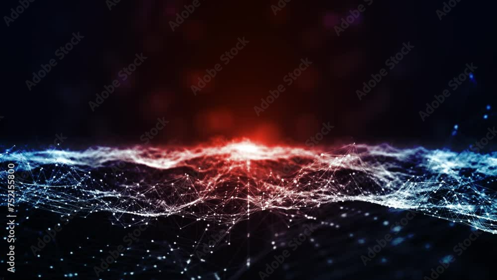 Poster abstract concepts internet network connection with polygons, dots and lines with dark blue backgroun
