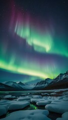 aurora borealis over the lake