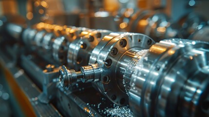 Naklejka premium Industrial Turning Machine Close-Up
