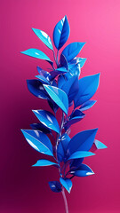 A 3D image of a bush with unique blue leaves and a conceptual design.