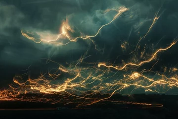 Keuken spatwand met foto lightning in the night sky © ForeverSay