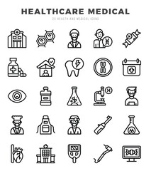 HEALTHCARE MEDICAL Icon Pack 25 Vector Symbols for Web Design.