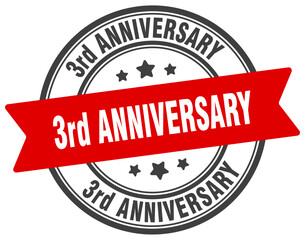 3rd anniversary stamp. 3rd anniversary label on transparent background. round sign