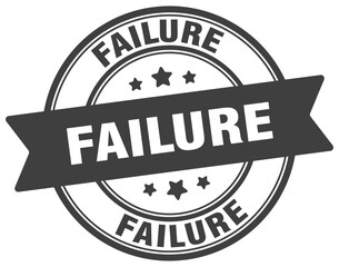 failure stamp. failure label on transparent background. round sign