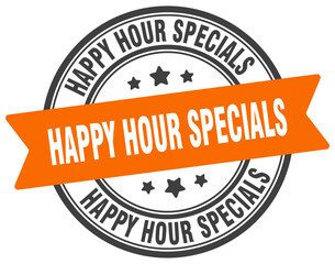 Obraz premium happy hour specials stamp. happy hour specials label on transparent background. round sign