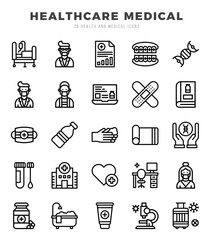 HEALTHCARE MEDICAL Icon Pack 25 Vector Symbols for Web Design.