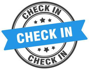 check in stamp. check in label on transparent background. round sign