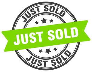 just sold stamp. just sold label on transparent background. round sign