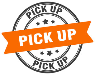 pick up stamp. pick up label on transparent background. round sign